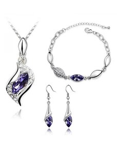 Sisi Jewelry Souprava náhrdelníku, náušnic a náramku Andělské slzy fialové krystaly