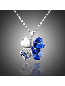 Sisi Jewelry Náhrdelník Swarovski Elements Čtyřlístek pro štěstí - tmavě modrý