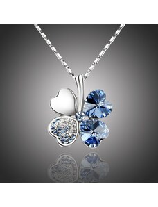 Sisi Jewelry Náhrdelník Swarovski Elements Čtyřlístek pro štěstí - světle modrý