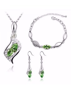 Sisi Jewelry Souprava náhrdelníku, náušnic a náramku Andělské slzy Smaragd