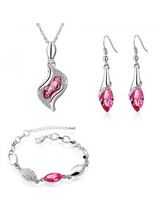 Sisi Jewelry Souprava náhrdelníku, náušnic a náramku Andělské slzy růžové krystaly