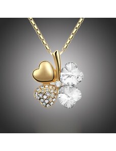 Sisi Jewelry Náhrdelník Swarovski Elements Čtyřlístek pro štěstí - zlato čirý