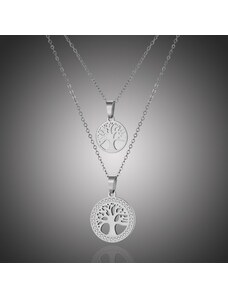 Victoria Filippi Stainless Steel Dvojitý ocelový náhrdelník se zirkony Barbara - strom života
