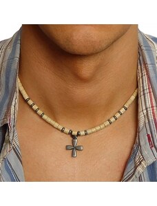 Daniel Dawson Pánský korálkový náhrdelník Eleine - kříž