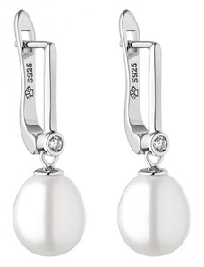 Gaura Pearls Stříbrné náušnice s bílou řiční perlou Carisa, stříbro 925/1000