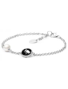 Gaura Pearls Stříbrný náramek s perlou a zirkonem Ella Black - stříbro 925/1000