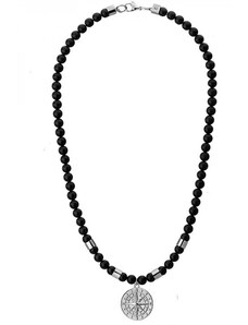 Manoki Pánský korálkový náhrdelník Diego - přírodní onyx, větrná růžice