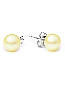 Gaura Pearls Náušnice se žlutou perlou Hayley VI, stříbro 925/1000, 7,5-8 mm