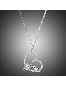 GRACE Silver Jewellery Stříbrný náhrdelník se zirkony Zamilovaní ptáčci - stříbro 925/1000