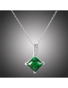 GRACE Silver Jewellery Stříbrný náhrdelník se zeleným zirkonem Esmeralda - stříbro 925/1000