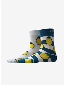 Sada dvoch párov vzorovaných ponožiek v modrej a bielej farbe SAM 73 Lelio