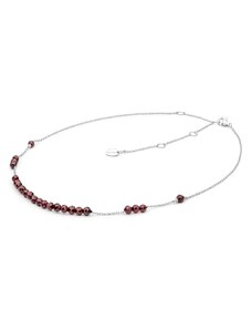 Gaura Pearls Stříbrný náhrdelník s granáty Dalia - granát, stříbro 925/1000
