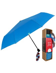 PERLETTI Skladací dáždnik s ozdobou LOVE / modrá, 26169