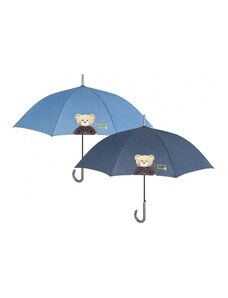 PERLETTI Automatický dáždnik DENIM TEDDY / svetlomodrý, 26204