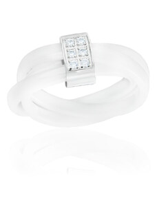 BM Jewellery Dámsky keramický prsteň so zirkónmi biely S11294100