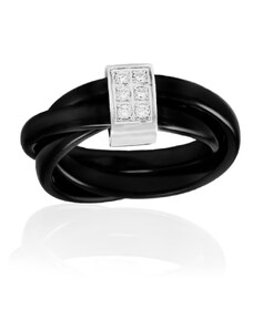 BM Jewellery Dámsky keramický prsteň so zirkónmi čierny S11295100