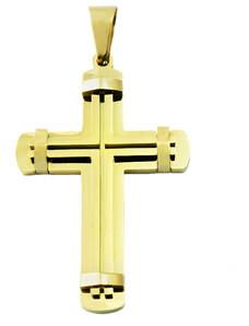BM Jewellery Prívesok krížik 4,3 cm z chirurgickej ocele zlatý S11303070