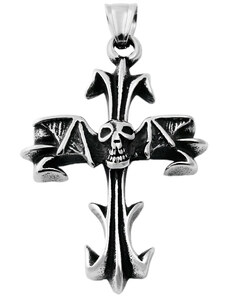 BM Jewellery Pánsky prívesok 5,2 cm z chirurgickej ocele kríž s lebkou S11311070