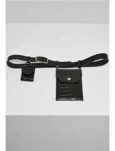 Pánsky opasok // Urban Classics Croco Synthetic Leather Belt With Pouch black/silver