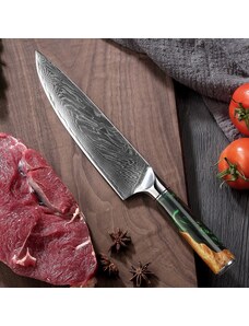 Damaškový kuchynský nôž Hanamaki Zelená
