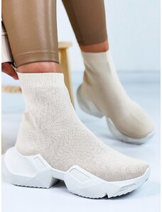 Webmoda Dámske béžové ponožkové tenisky na platforme
