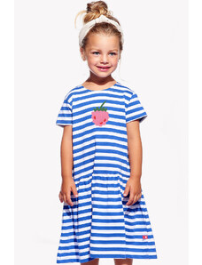 Piskacie Dievčenské šaty s malinou, farba pásik modrý, veľkosť 92