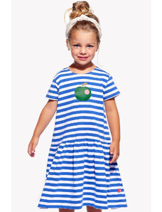 Piskacie Dievčenské šaty s jablkom, farba pásik modrý, veľkosť 92