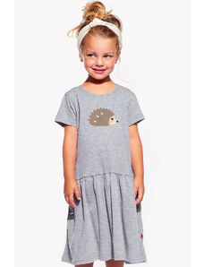 Piskacie Dievčenské šaty s ježkom, farba sivá, veľkosť 92