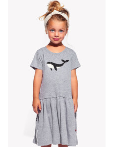 Piskacie Dievčenské šaty s veľrybou, farba sivá, veľkosť 92