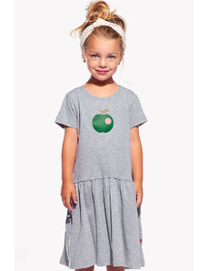 Piskacie Dievčenské šaty s jablkom, farba sivá, veľkosť 140