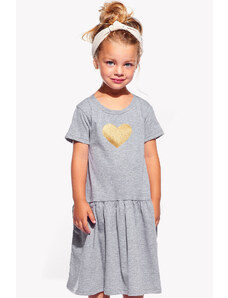 Piskacie Dievčenské šaty so srdiečkom, farba sivá, veľkosť 92
