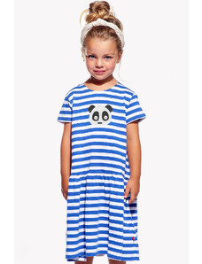 Piskacie Dievčenské šaty s pandou, farba pásik modrý, veľkosť 92