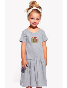 Piskacie Dievčenské šaty s foťákom, farba sivá, veľkosť 92