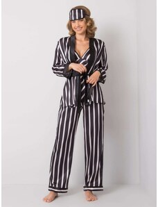 Rebaja.sk Čierno-biele 3-dielne pruhované pyžamo Lady