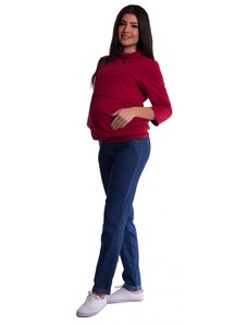 Be MaaMaa Tehotenské nohavice letné bez brušného pásu - tmavý jeans