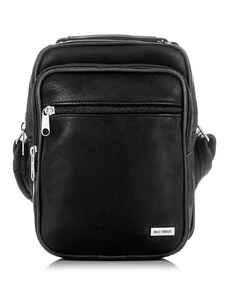 PAOLO PERUZZI Pánska kožená taška cez rameno | čierna B-20
