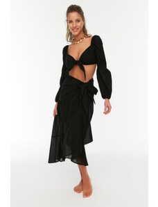 Trendyol Collection Plážová sukňa s detailnou čiernou kravatou