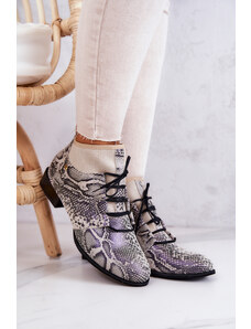 Maciejka Béžovo-sivé dámske semišové topánky s hadím vzorom