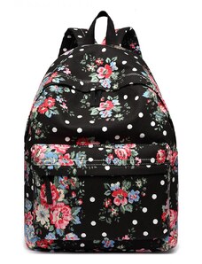 Konofactory Čierny kvetovaný ruksak do školy „Roses“
