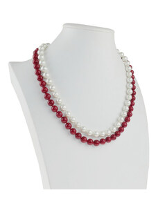 Alexis Marten Set šperkov - shell perla s polodrahokamom Koral bieločervený
