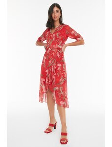 Trendyol Collection Tkané šaty s opaskom z granátového jablka