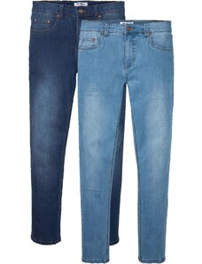 bonprix Power-strečové džínsy Slim Fit, Tapered (2 ks), farba modrá