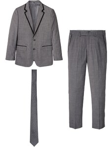 bonprix 3-dielny oblek: sako, nohavice, kravata, Slim Fit, farba šedá