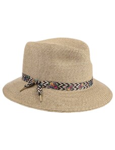 Luxusný dámsky nekrčivý béžový klobúk Fedora - ručne šitý, UV faktor 80 - Mayser Nane