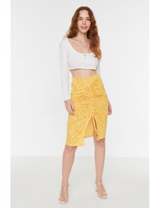 Trendyol Collection Žltá detailná pletená sukňa