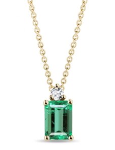 Smaragdový náhrdelník zo žltého zlata s diamantom KLENOTA K0461033