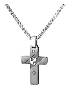 Manoki Pánský ocelový náhrdelník Guillermo Silver - chirurgická ocel, kříž