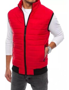 Dstreet Pánska prešívaná vesta bez kapucne v červenej farbe