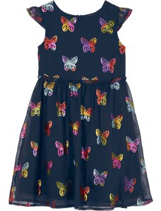 bonprix Sviatočné šifónové šaty s potlačou motýlikov, farba modrá
