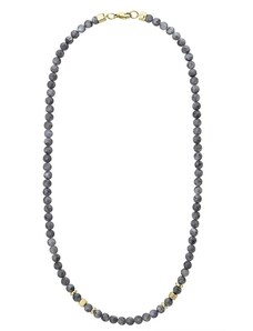 Manoki Pánský korálkový náhrdelník Enrico Gold - 6 mm šedý labradorit